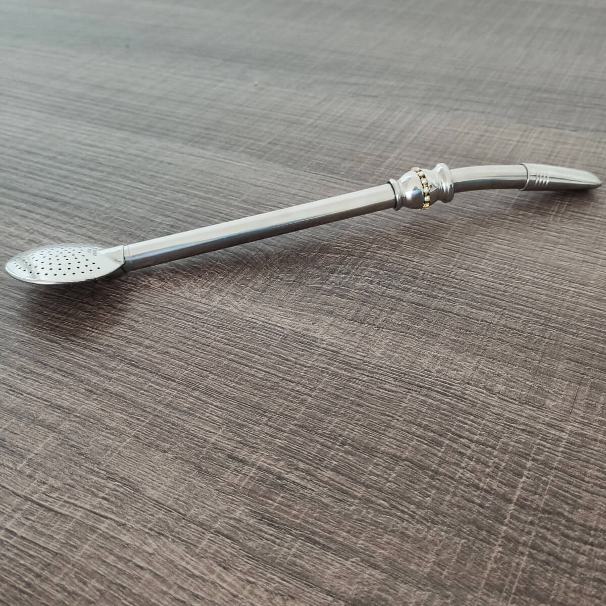 Bomba Chimarrão Inox Com Strass 23cm Bojo Tradicional Com Rosca