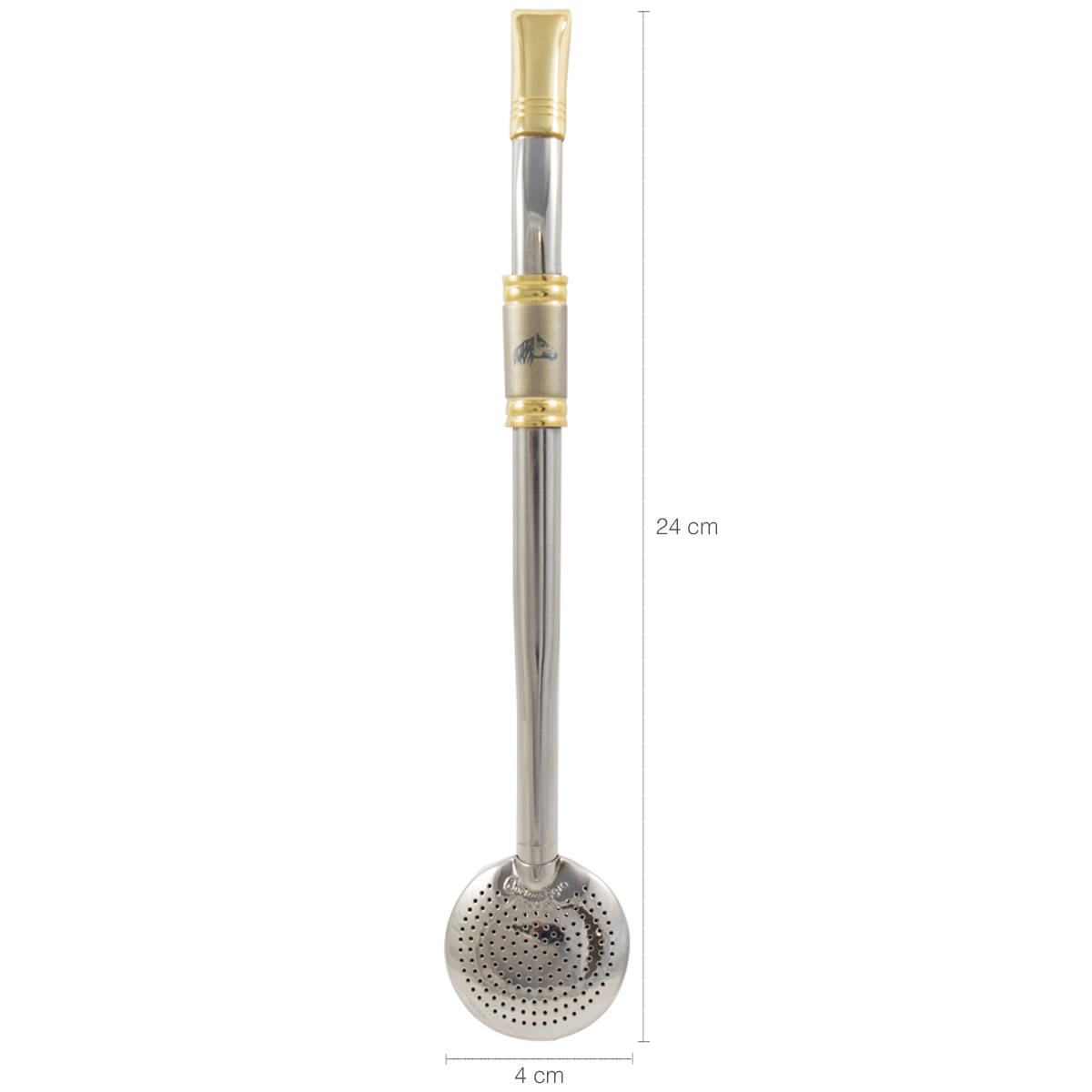 Bomba Chimarrão Para Cuia Com Rosca Aço Inox 304 Banho Ouro Brasão