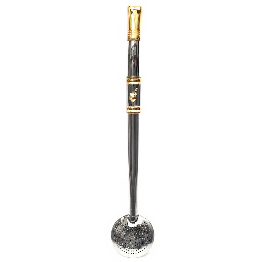 Bomba Chimarrão Rosca Aço Inox 304 Ouro 18k Pingente Desenho Cavalo