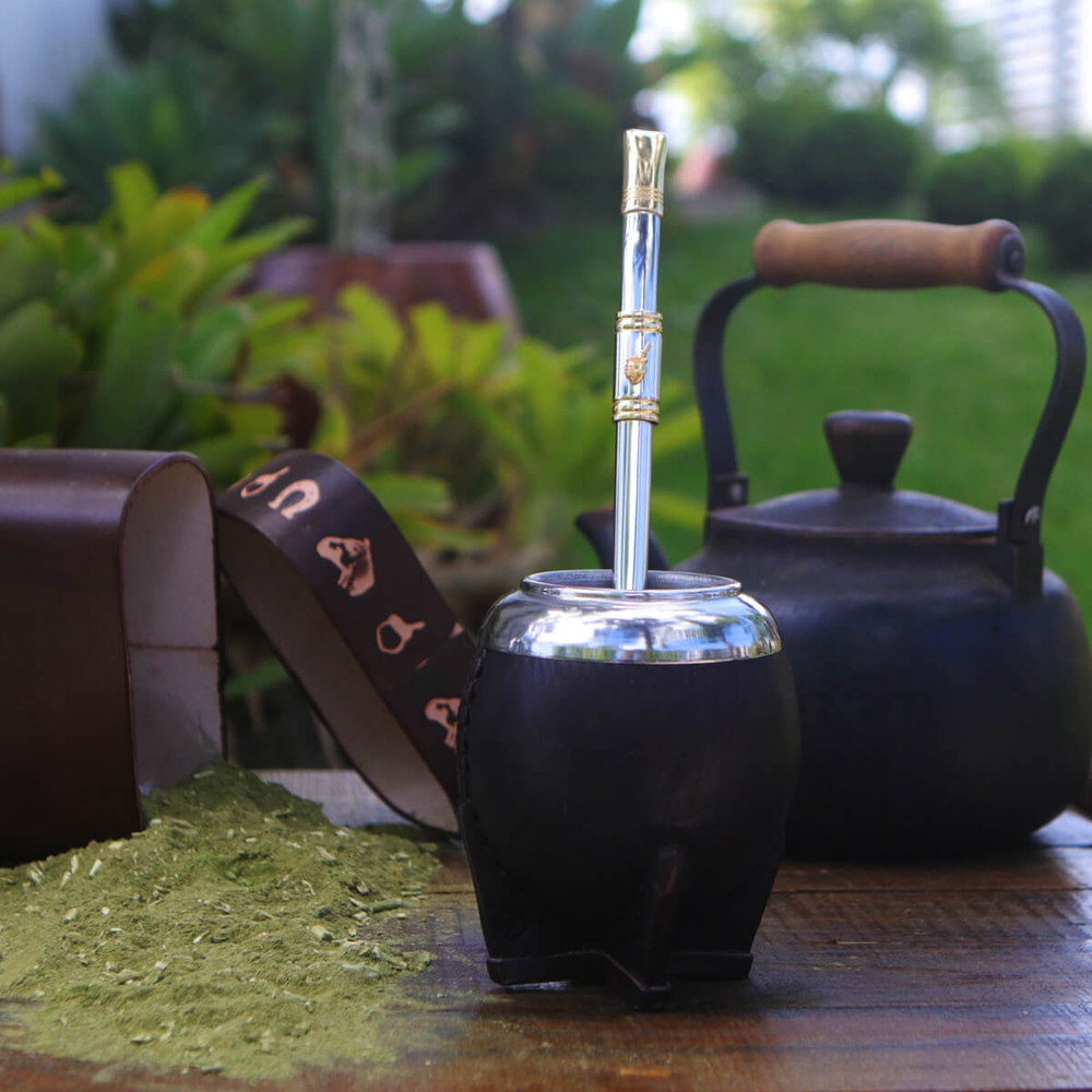 Bomba Chimarrão Rosca Aço Inox 304 Ouro 18k Pingente Desenho Cavalo