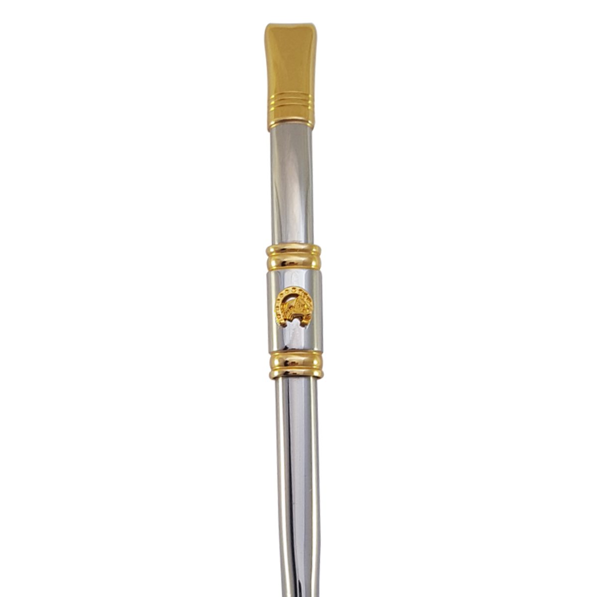 Bomba Chimarrão Rosca Aço Inox 304 Ouro 18k Pingente Desenho Ferradura