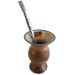 Bomba Chimarrão Tererê Aço Inox 23cm com Rosca e Anel com Pingente de Gato