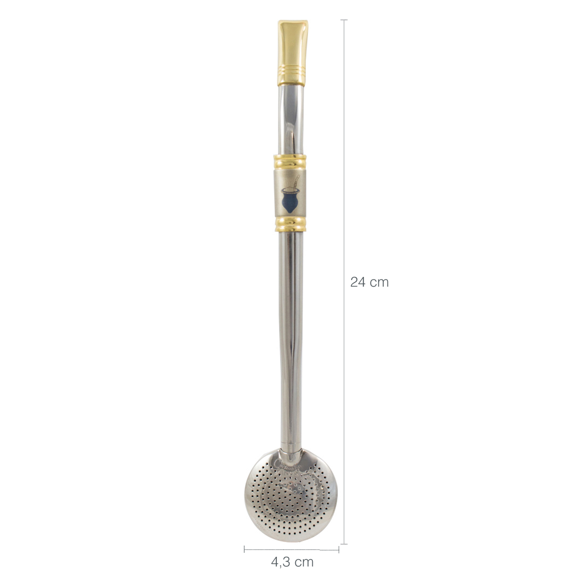 Bomba De Chimarrão Aço Inox Banho Ouro 18k Desenho Cuia