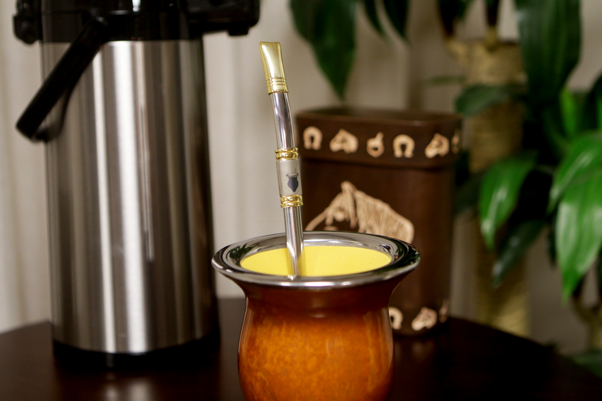 Bomba De Chimarrão Aço Inox Banho Ouro 18k Desenho Cuia