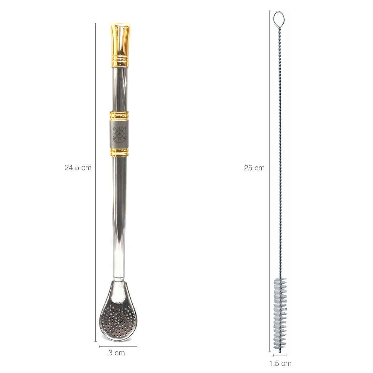 Bomba De Chimarrão Aço Inox Banho Ouro 18k Desenho Laçador
