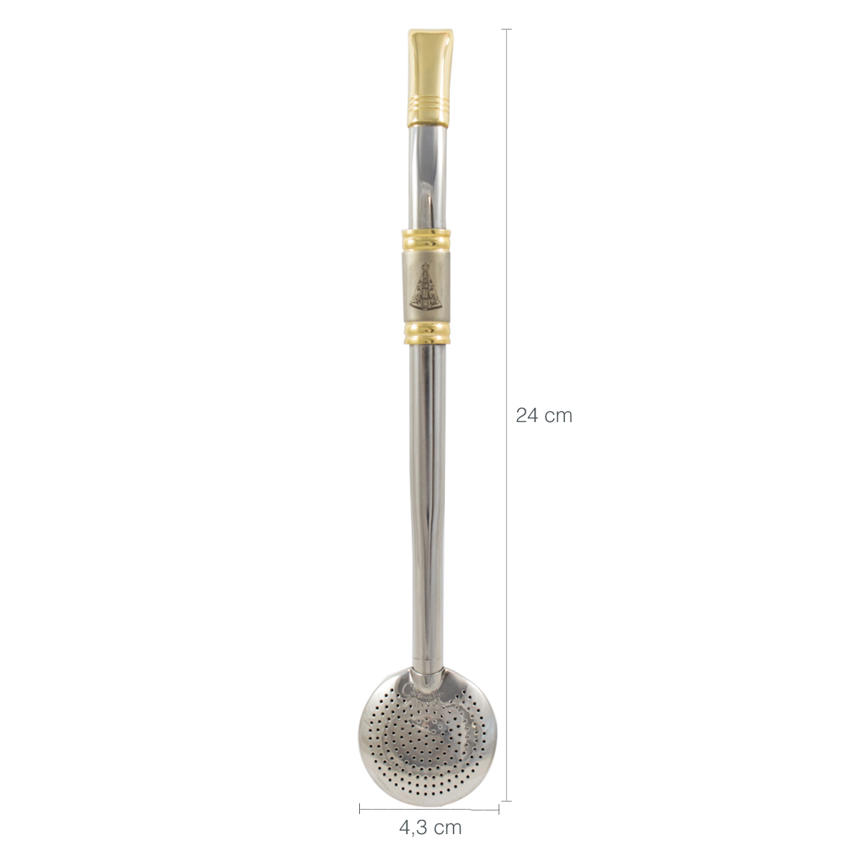 Bomba De Chimarrão Aço Inox Banho Ouro 18k Nossa Senhora Aparecida
