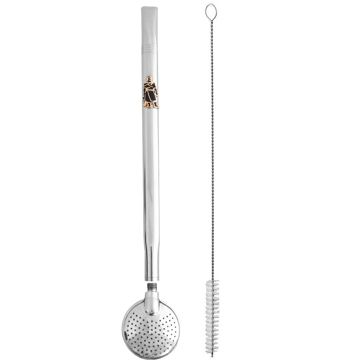 Bomba De Chimarrão Tereré Aço Inox 23cm Com Rosca Pingente Laçador