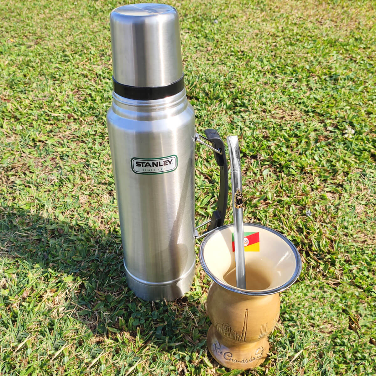 Bomba De Chimarrão Tereré Aço Inox 23cm Com Rosca Pingente Laçador