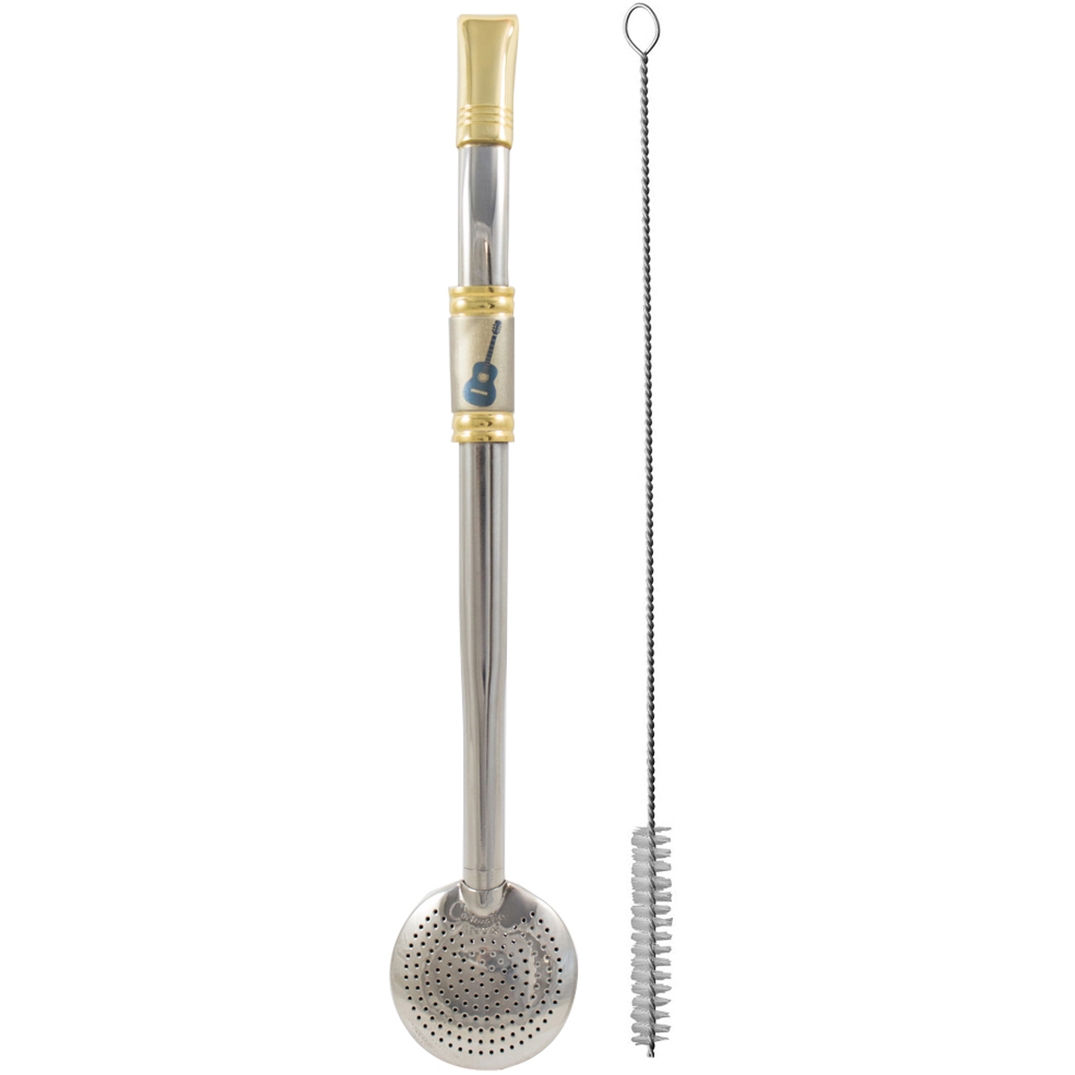 Bomba De Chimarrão de Cuia Com Rosca Aço Inox 304 Banho Ouro Violão