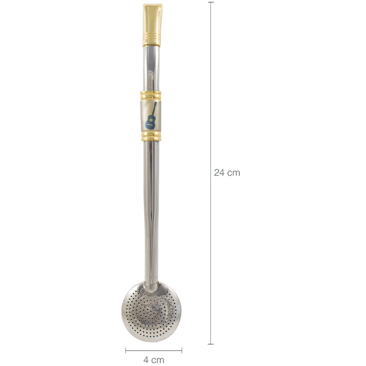 Bomba De Chimarrão de Cuia Com Rosca Aço Inox 304 Banho Ouro Violão