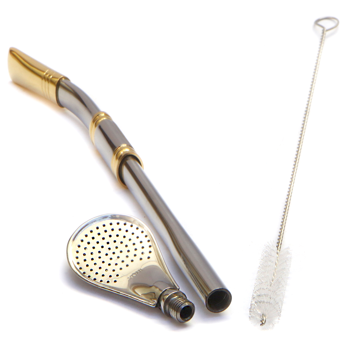 Bomba Para Mate Chimarrão ou Terere 24cm Inox Ouro 18k Pera Cavalo