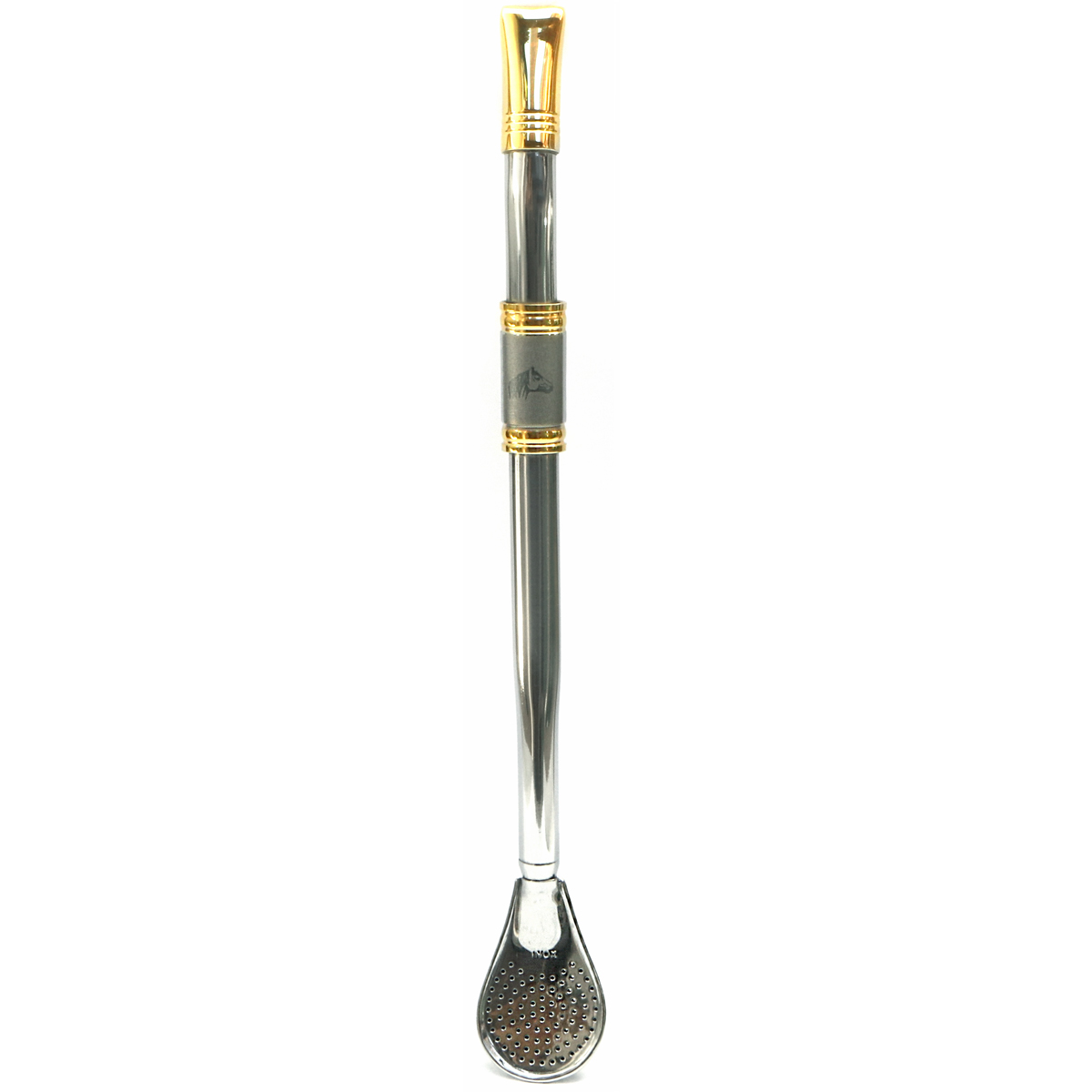 Bomba Para Mate Chimarrão ou Terere 24cm Inox Ouro 18k Pera Cavalo