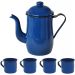 Bule Café Esmaltado 1,25 Litros e 4 Xícaras 70ml Tradicional Azul