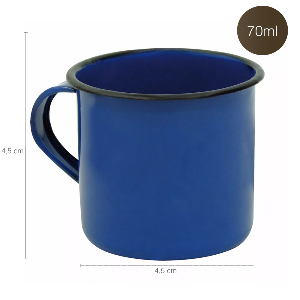 Bule Café Esmaltado 1,25 Litros e 4 Xícaras 70ml Tradicional Azul