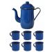 Bule Café Esmaltado 1,25 Litros e 6 Xícaras 70ml Tradicional Azul
