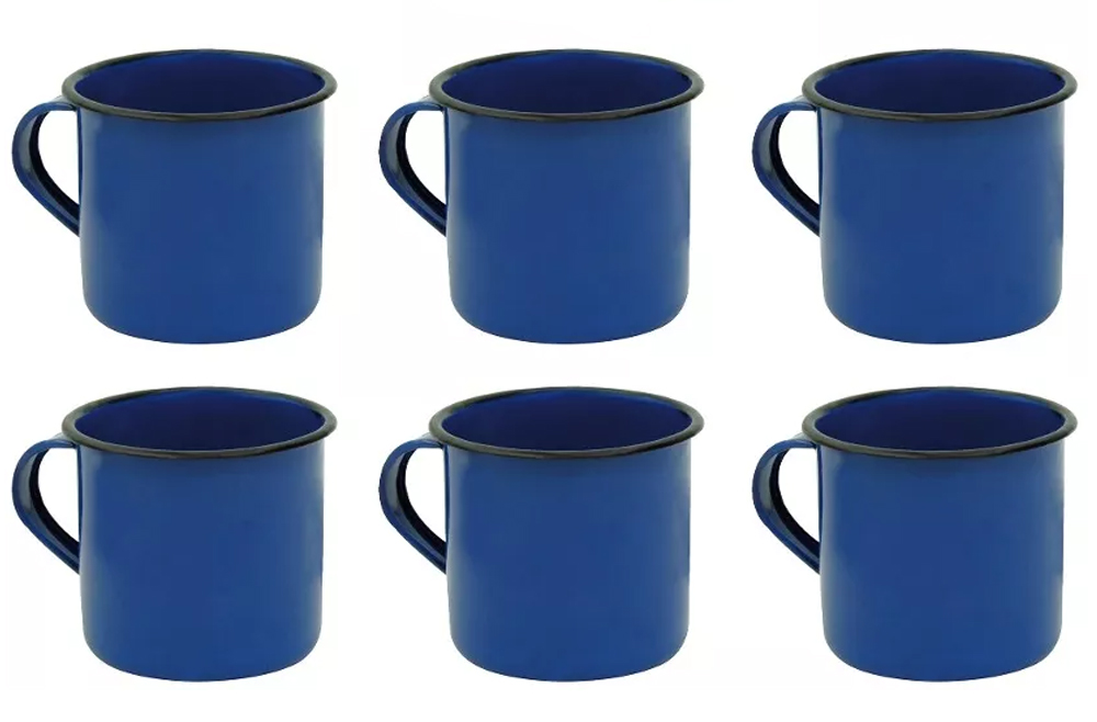 Bule Café Esmaltado 1,25 Litros e 6 Xícaras 70ml Tradicional Azul