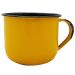 Caneca Esmaltada Xícara Com Pires Para Chá Café 180ml Amarelo