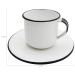 Caneca Esmaltada Xícara Com Pires Para Chá Café 180ml Branco
