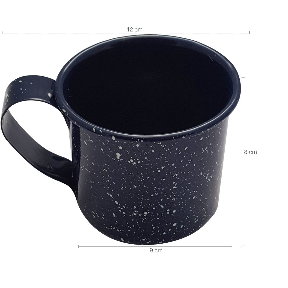 Caneca Xícara Agata 350ml Aço Cromado Esmaltado Rustica Azul