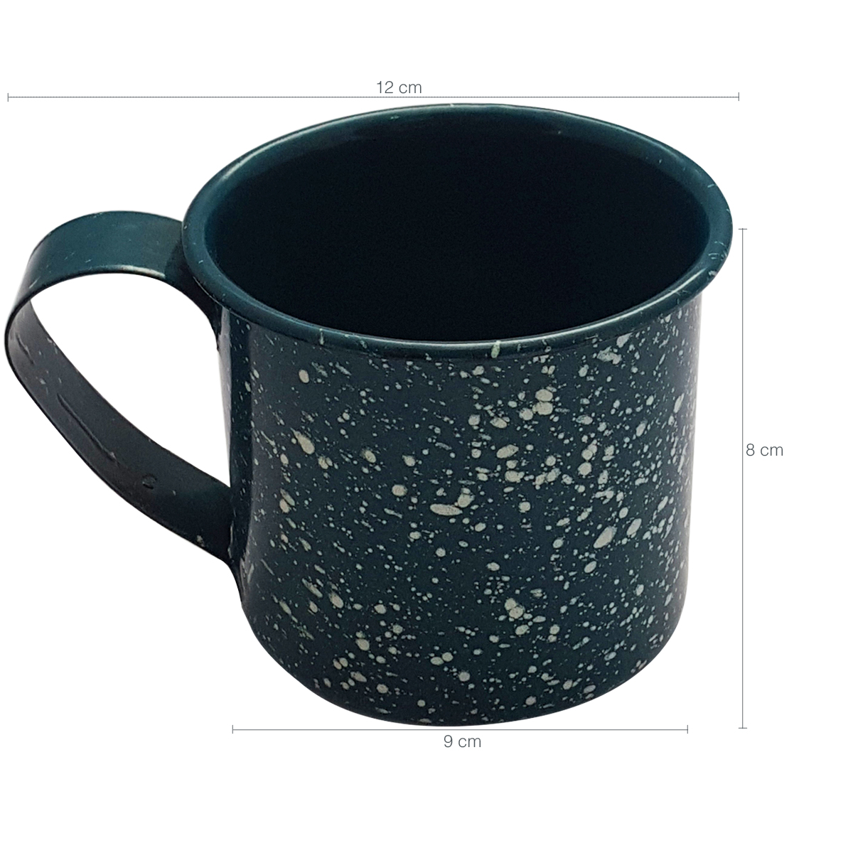 Caneca Xícara Agata 350ml Aço Cromado Esmaltado Rustica Verde