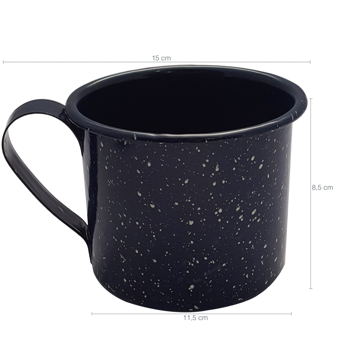 Caneca Xícara Agata Aço Esmaltado Leiteira Rustica 650ml Azul