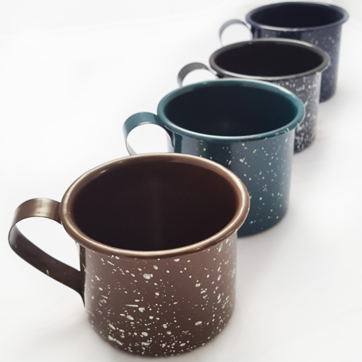Caneca Xícara Agata Aço Esmaltado Leiteira Rustica 650ml Azul