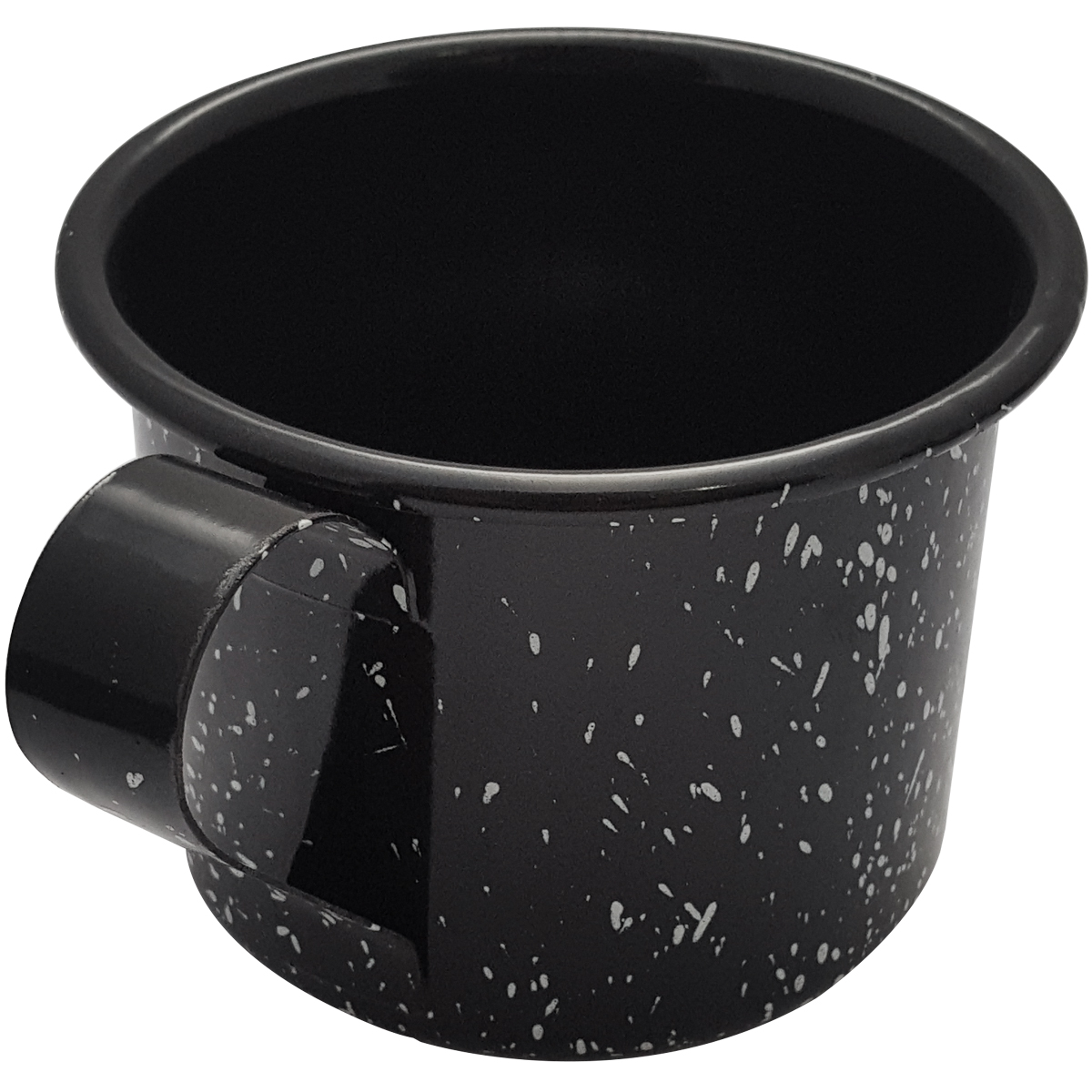 Caneca Xícara Agata Aço Esmaltado Leiteira Rustica 650ml Preta