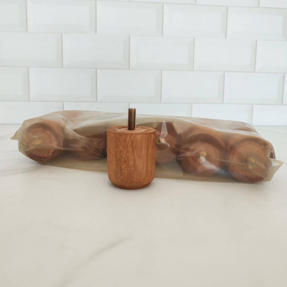 Conjunto 12 Pés Baixos para Cama Box de Madeira 5cm Cor Mel Solteiro Casal Queen King