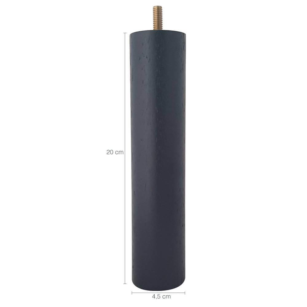 Conjunto 12 Pés de Cama 20cm Pés de Madeira Palito Box Baú Casal Preto