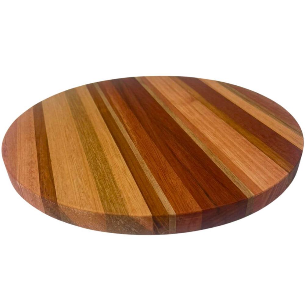 Conjunto 2 Tábuas de Madeira para Servir Pizzas Frios Petiscos 35cm e 38cm Redondas