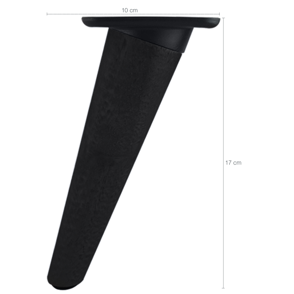 Conjunto 4 Pés 17cm Torto Inclinado Madeira Preto Com Suporte Adaptador Preto
