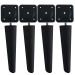 Conjunto 4 Pés 17cm Torto Inclinado Madeira Preto Com Suporte Adaptador Preto