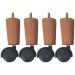 Conjunto 4 Pés para Cama Box Casal com Rodizio para Moveis Box Solteiro 13cm Dimader Mel