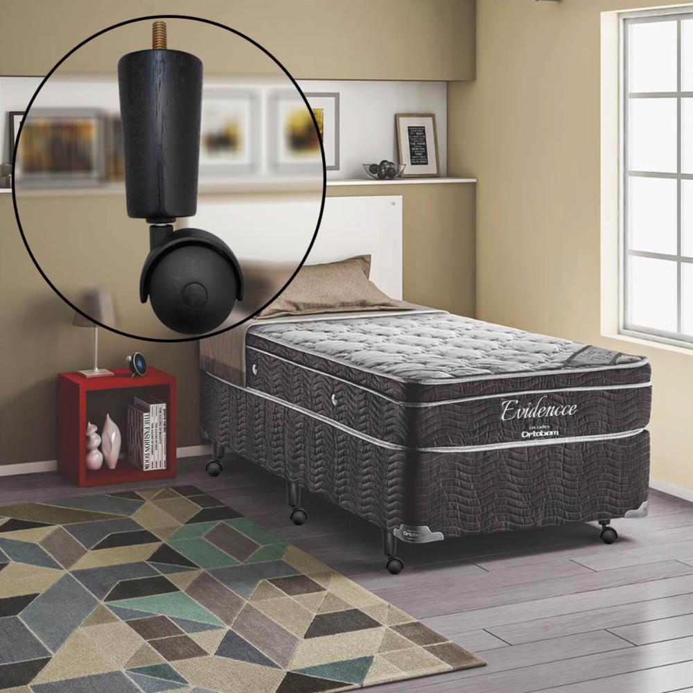 Conjunto 6 Pe De Cama Box Solteiro Baú Rodizio Para Moveis