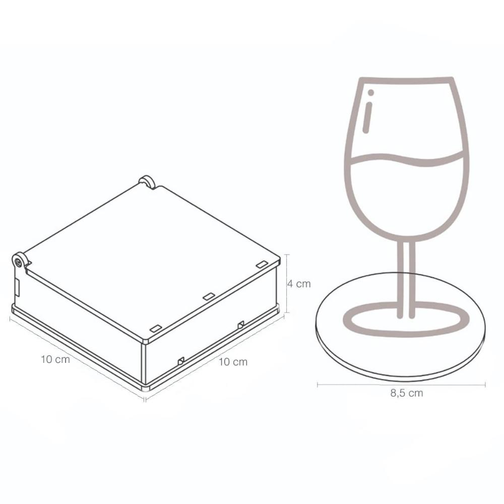 Conjunto 6 Porta Copos Com Caixa MDF Descanso De Copos de Me