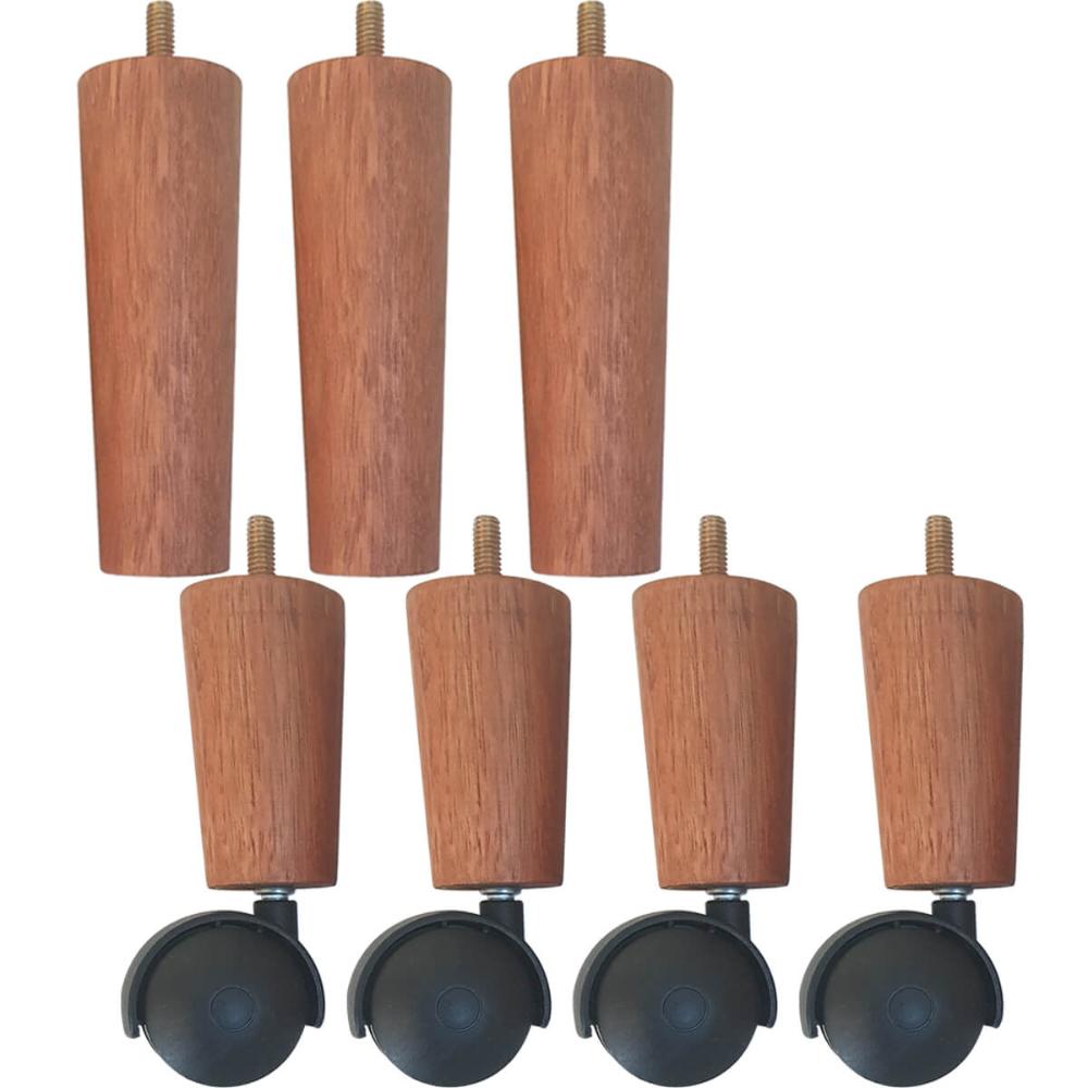 Conjunto 7 pés de Cama Box com 3 Pés Fixos e 4 Pés com Rodíz