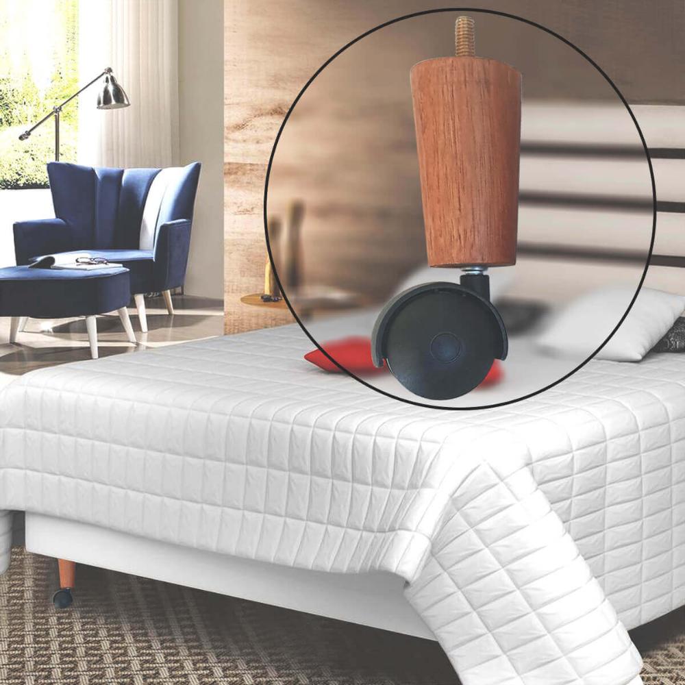 Conjunto 7 pés de Cama Box com 3 Pés Fixos e 4 Pés com Rodíz