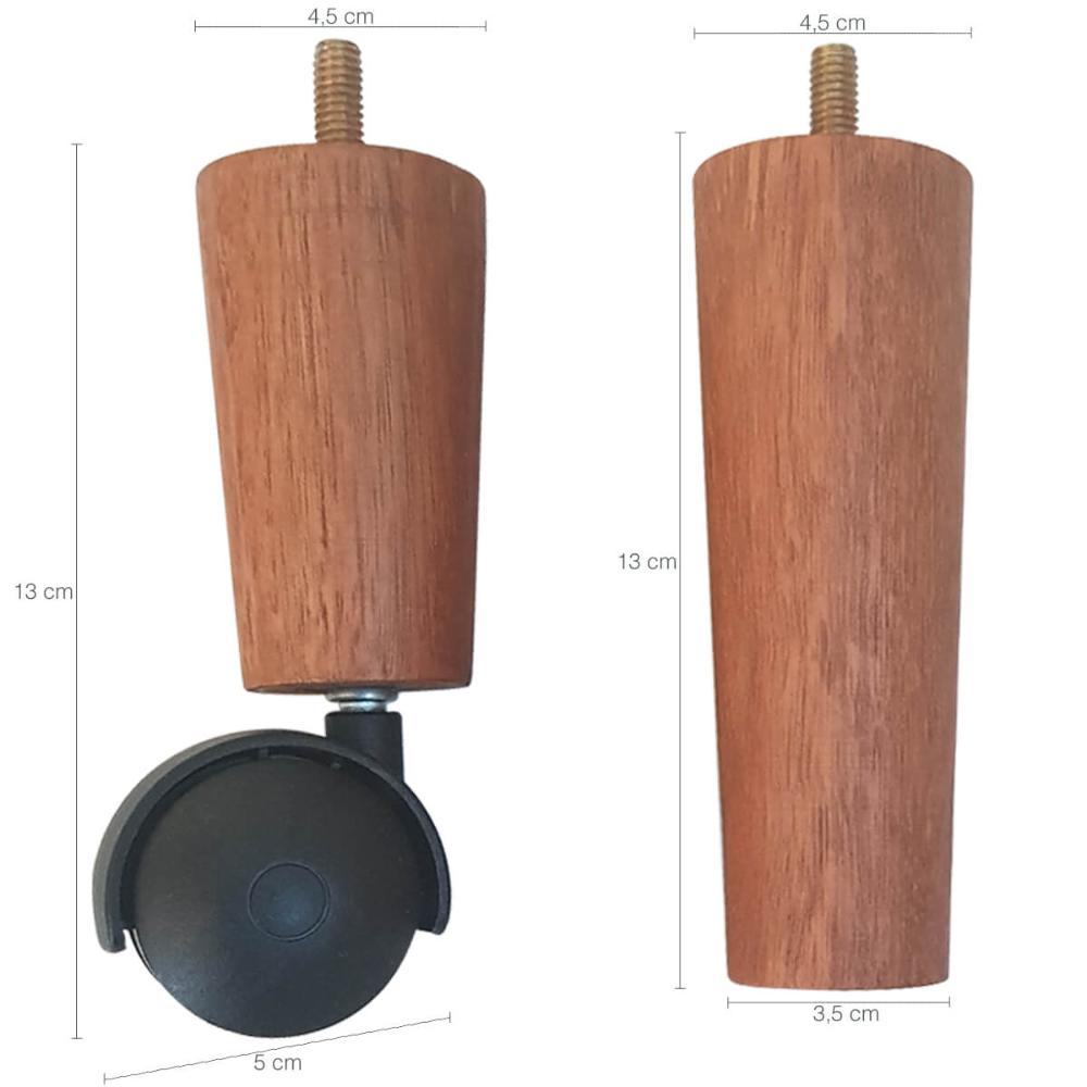 Conjunto 7 pés de Cama Box com 3 Pés Fixos e 4 Pés com Rodíz