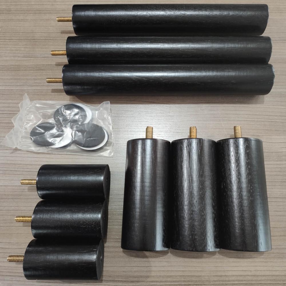 Conjunto 9 Pés Anti Refluxo de Madeira para Cama Box Pés Fixos