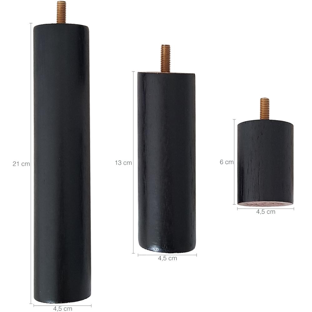 Conjunto 9 Pés Anti Refluxo de Madeira para Cama Box Pés Fixos