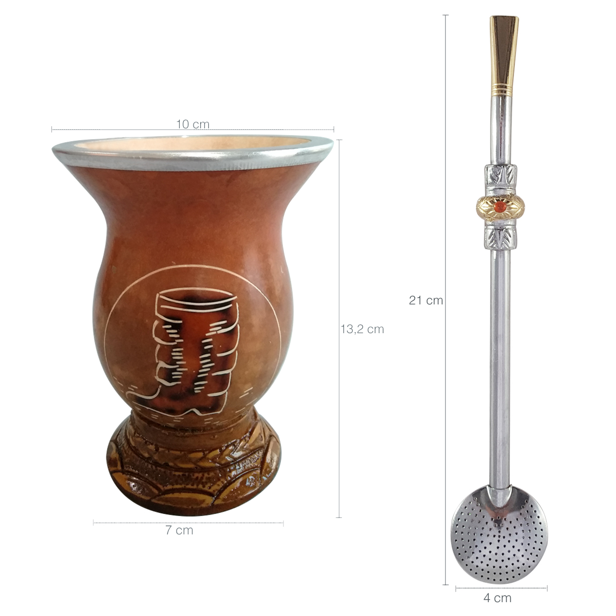 Conjunto Kit Cuia E Bomba Para Chimarrão Mate Terere Porongo Bota