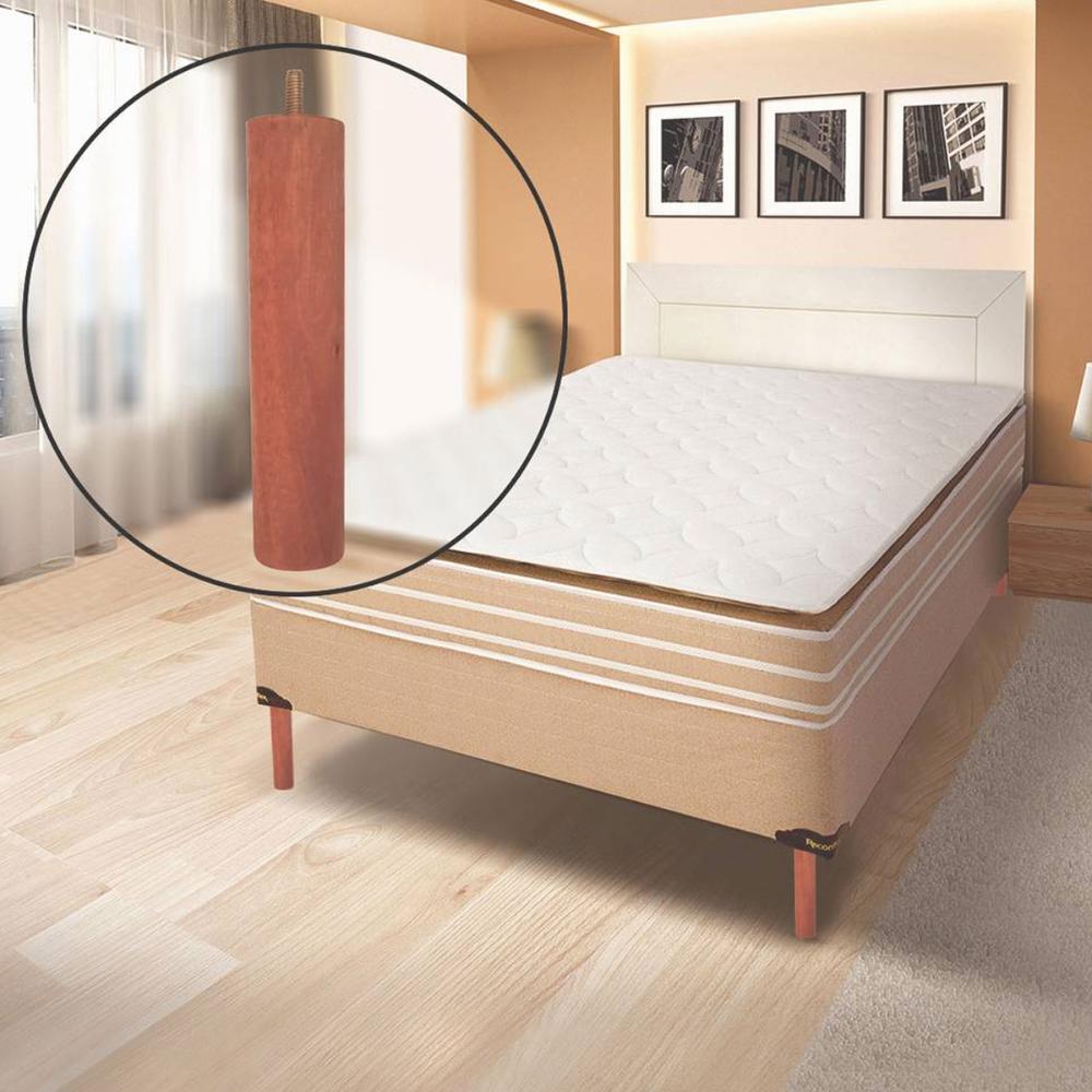 Conjunto de 9 Pés de Madeira 20cm Dimader Pé para Cama Box Casal Pé Palito Mel