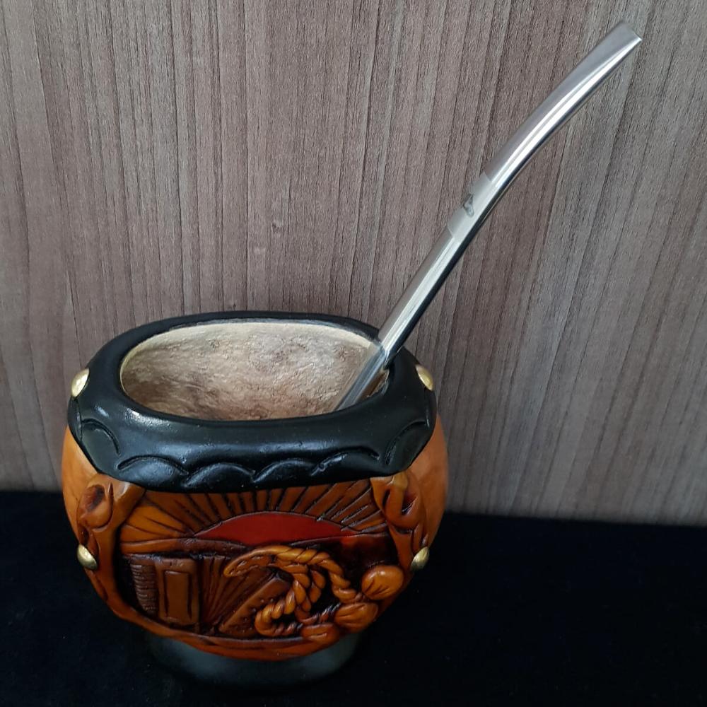 Cuia Artesanal De Chimarrão Estilo Uruguaia Coquinho Gajeta Gaita Boleadeira