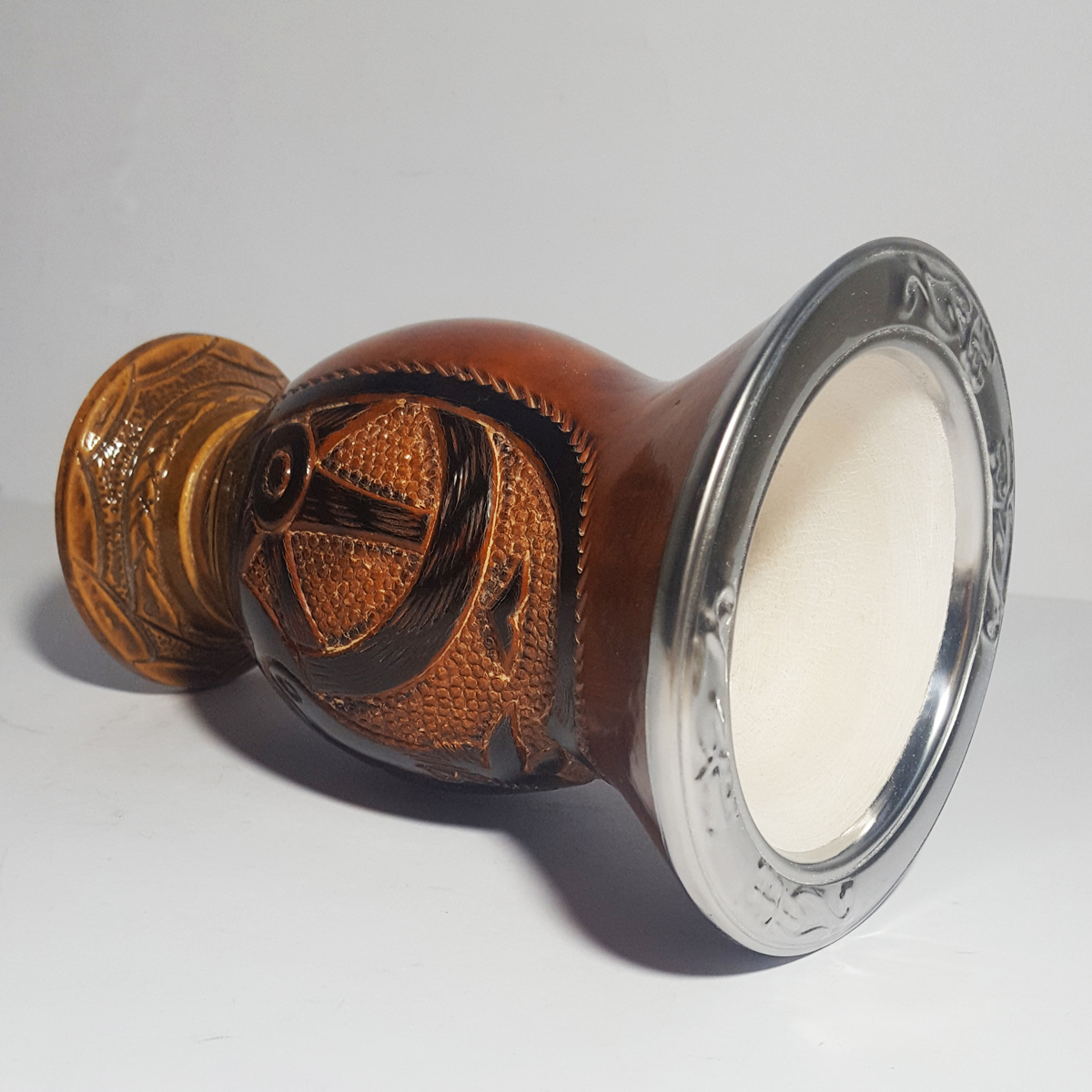 Cuia Tradicional Gaúcha Porongo Bocal De Aço Inox Cavalo