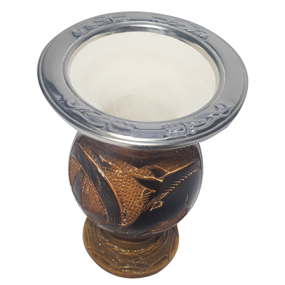Cuia Tradicional Gaúcha Porongo Bocal De Aço Inox Cavalo