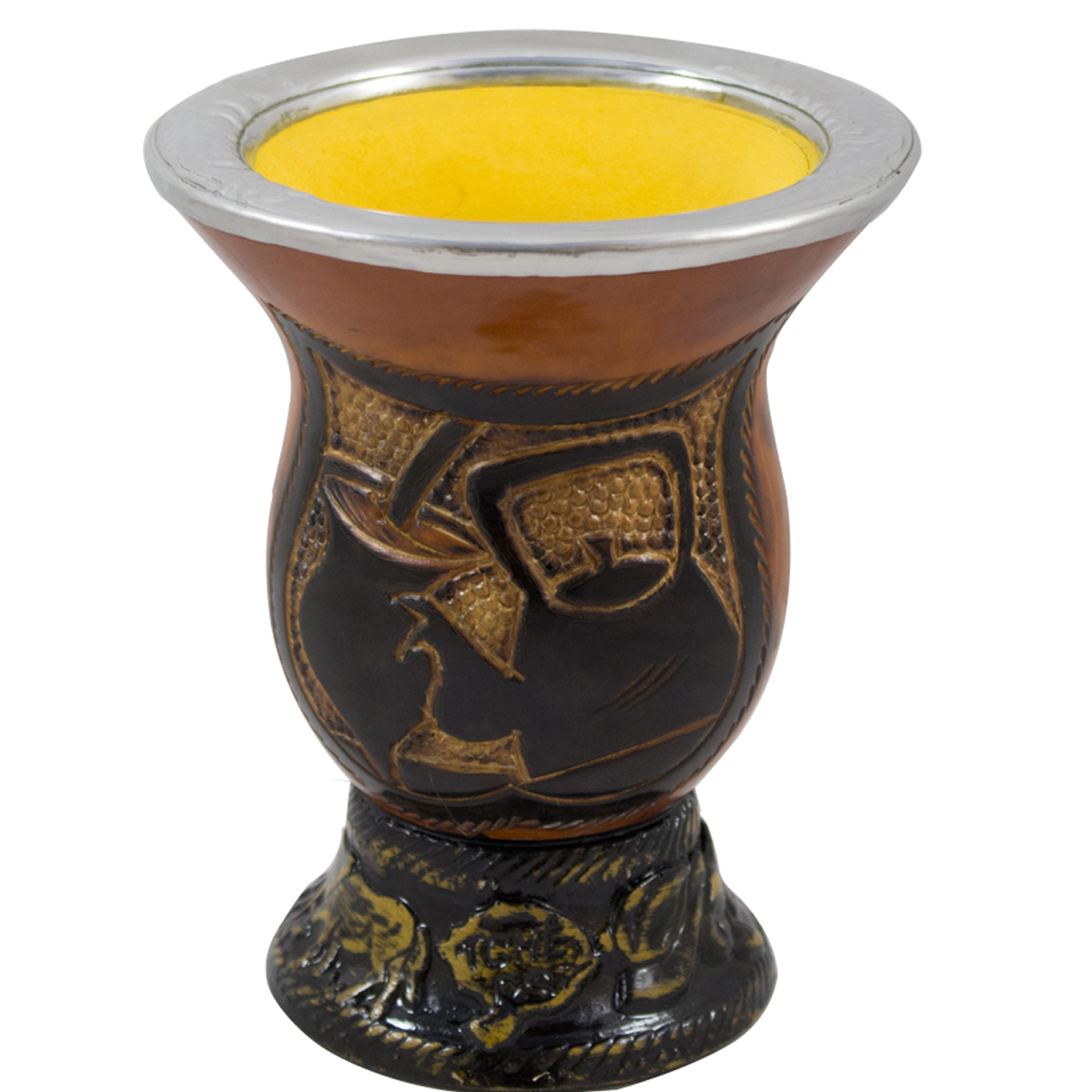 Cuia Tradicional Gaúcha Porongo Bocal De Aço Inox Chaleira
