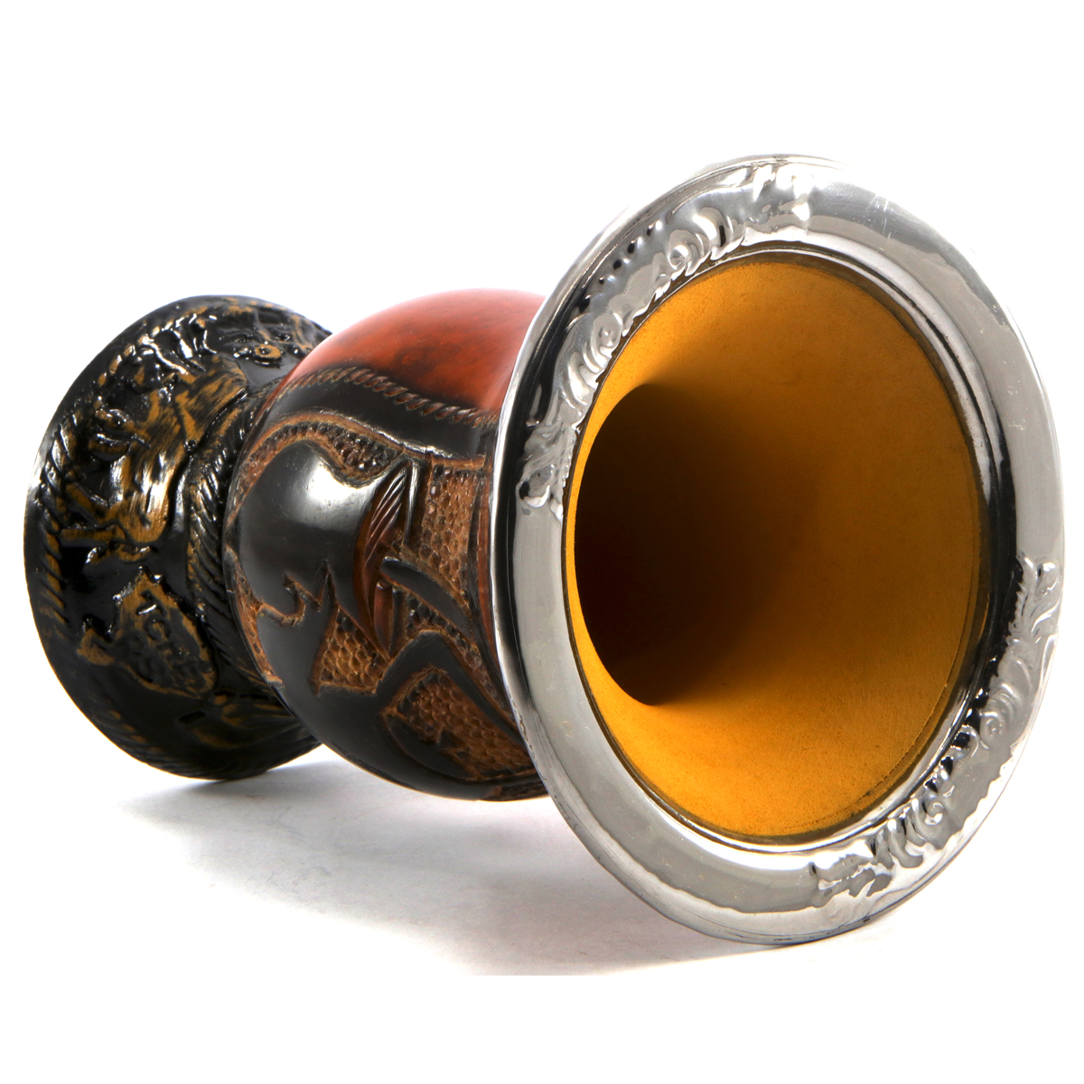 Cuia Tradicional Gaúcha Porongo Bocal De Aço Inox Chaleira