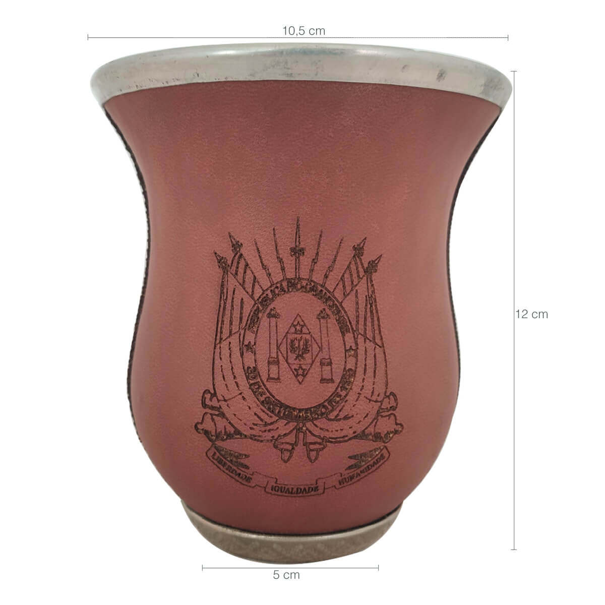 Cuia de Chimarrão Artesanal Cuia de Porongo Natural Revestida Corino 12cm Brasão