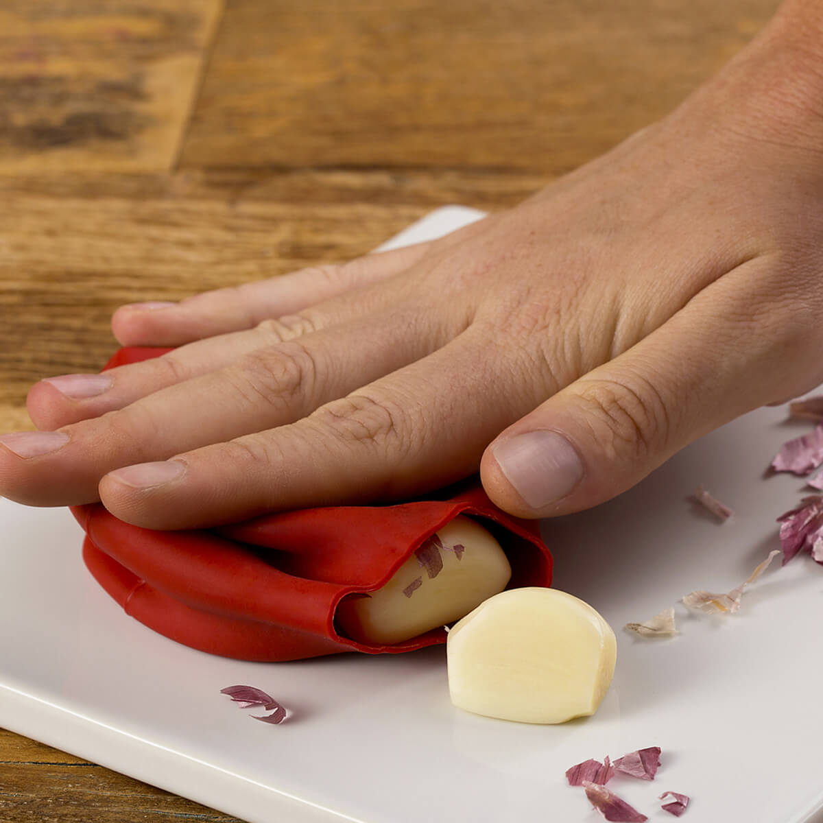 Descascador de Alho Remove Cascas Cabeça de Alho em Silicone Vermelho