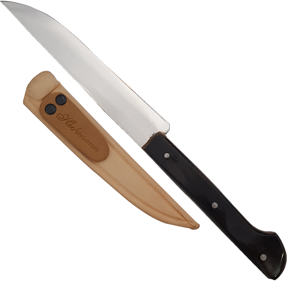 Faca Artesanal Peixeira 6'' Inox Cabo Chifre Bainha Couro